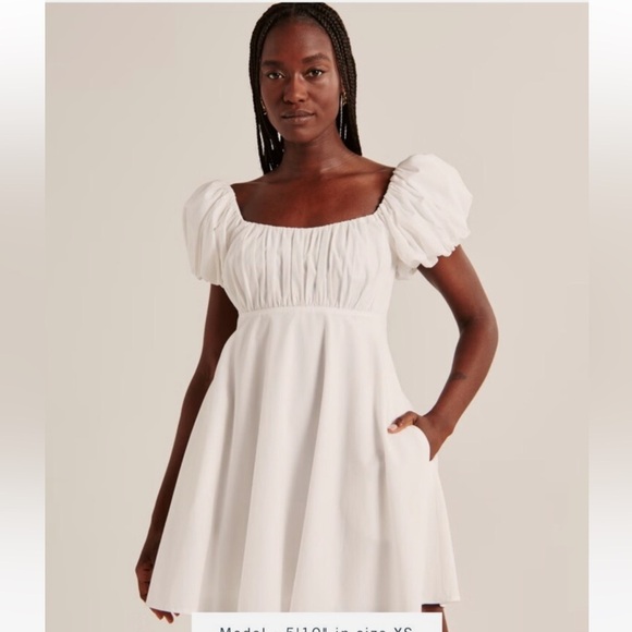 Abercrombie & Fitch Ruched Puff Sleeve Mini Dress - Picture 2 of 12